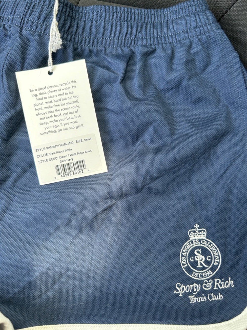 Sporty & Rich Women’s Small Embroidered Blue Tennis Shorts - Picture 4 of 5